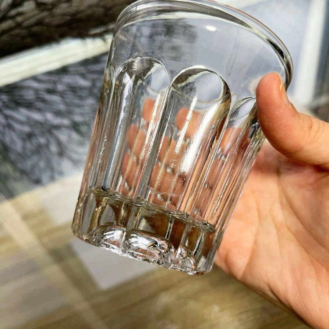 骨董 時代ガラス ゆらゆら 気泡入り 希少銀色 水飲みコップ 剣先コップ