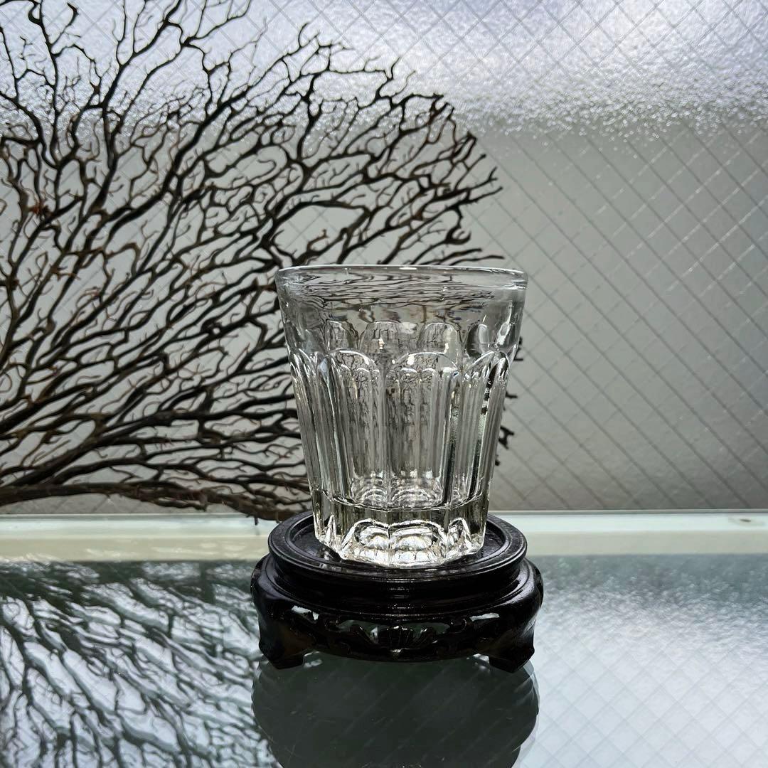 骨董 時代ガラス ゆらゆら 気泡入り 希少銀色 水飲みコップ 剣先コップ