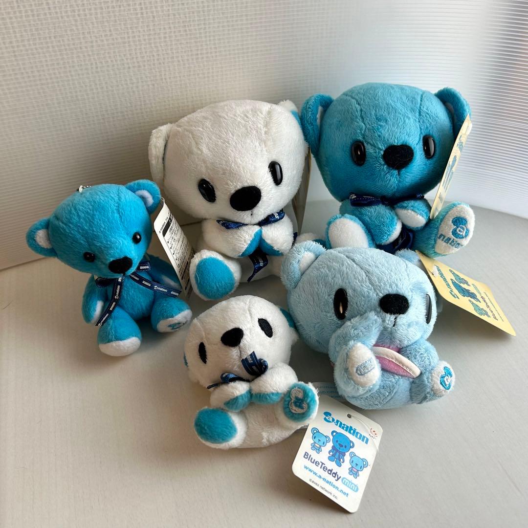 a-nation avex くま ぬいぐるみ ブルー テディ ベア キーホルダー