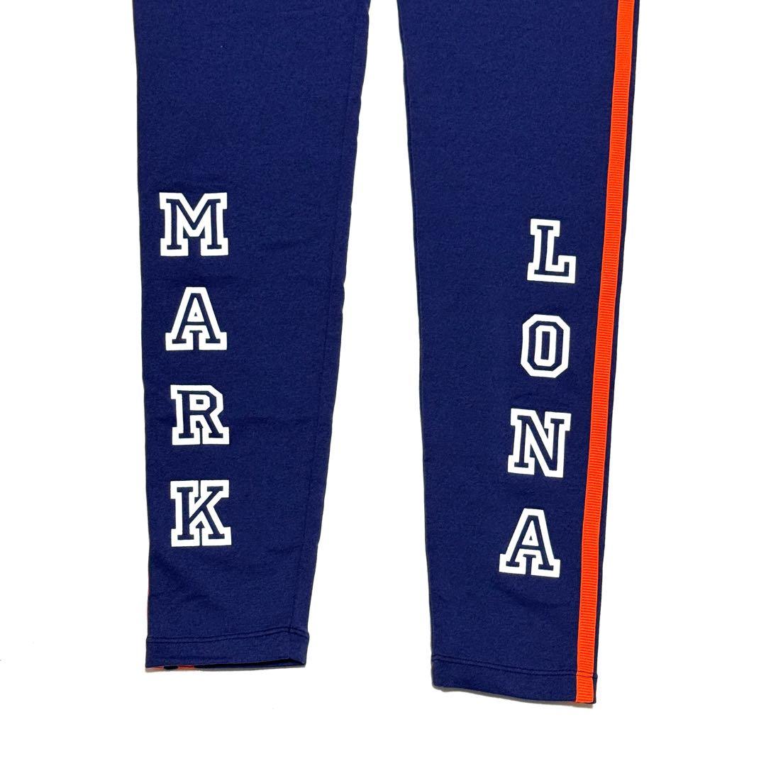 目立つロゴ良好 マークアンドロナ レディースレギンス 紺橙ライン日本