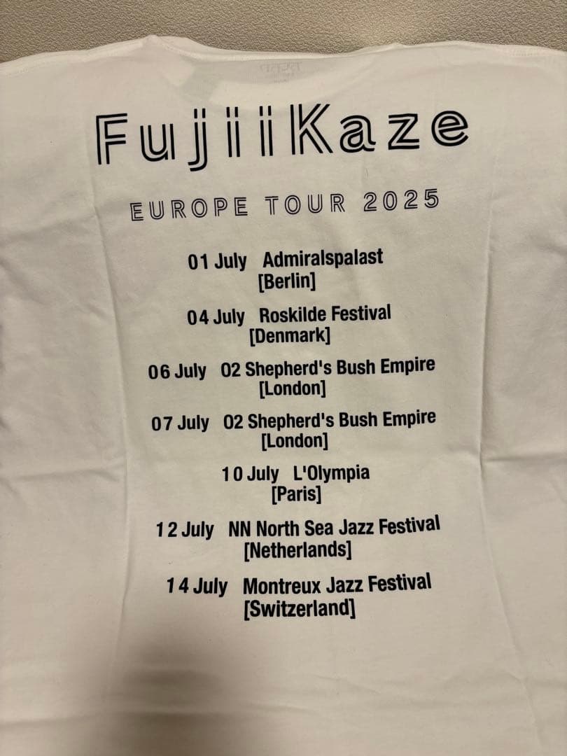藤井風 fujiikaze EUROPE TOUR 2025 Tシャツ