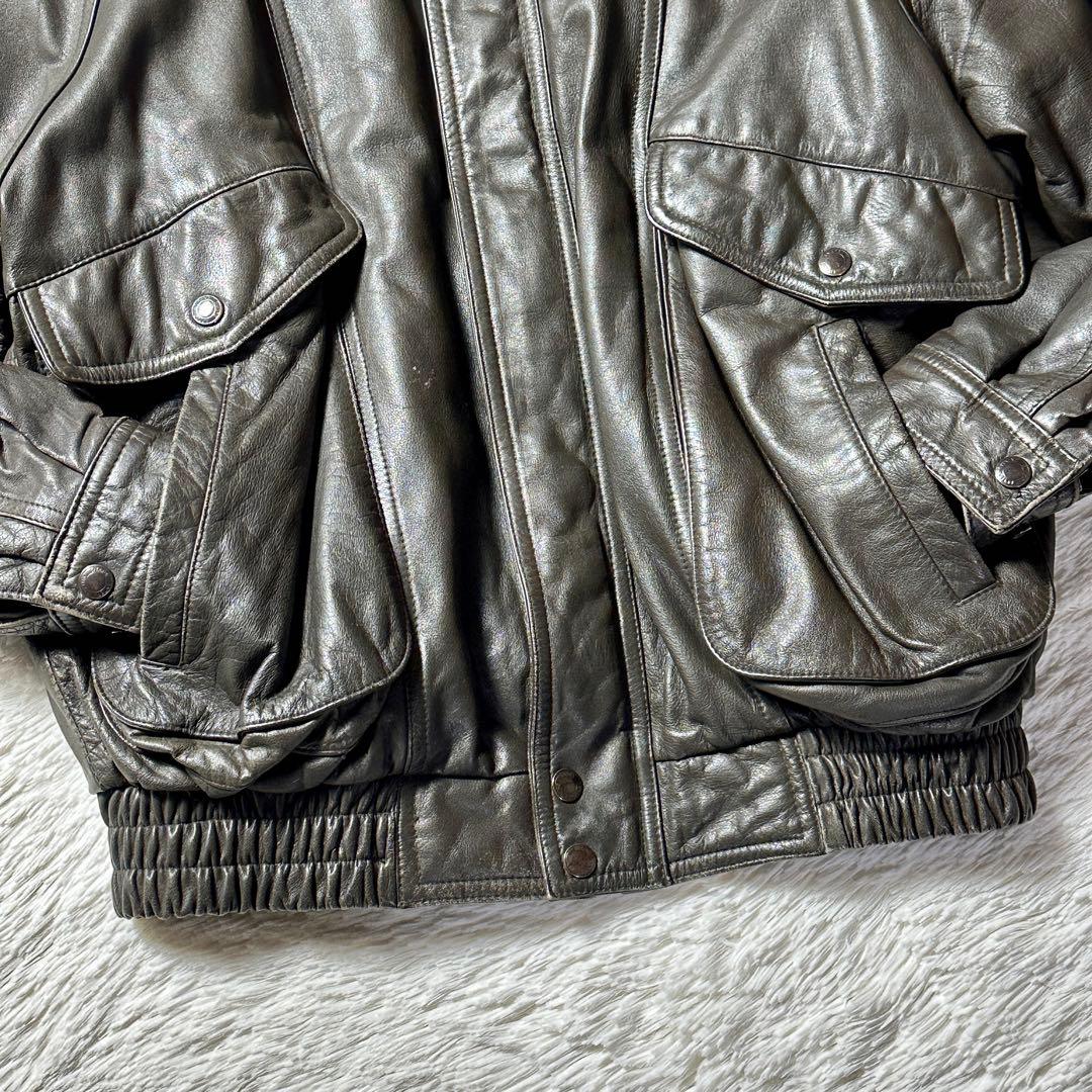 90s Leather Jacket ダークブラウン レザージャケット A-2 - メルカリ