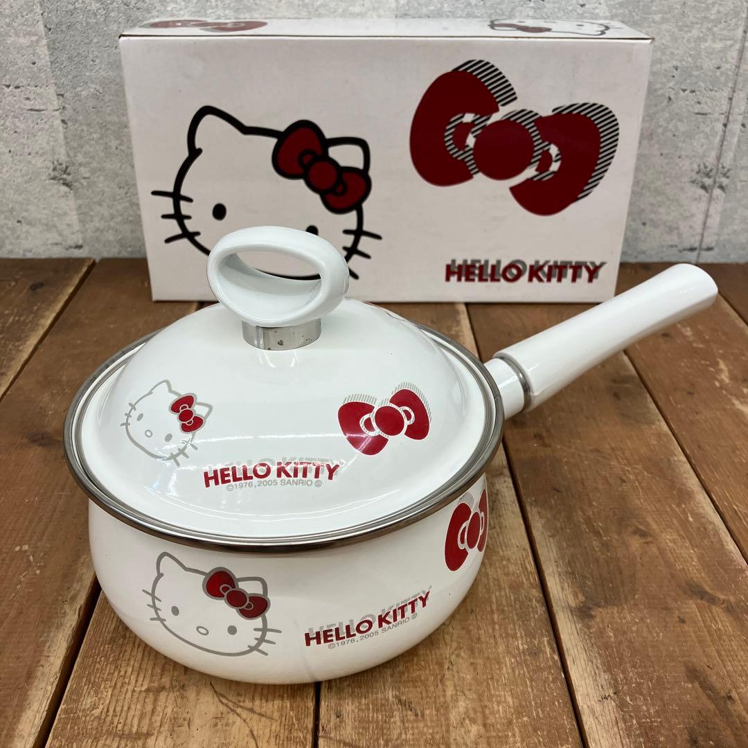 サンリオ ハローキティ キティちゃん ホーロー 片手鍋 16cm 琺瑯鍋