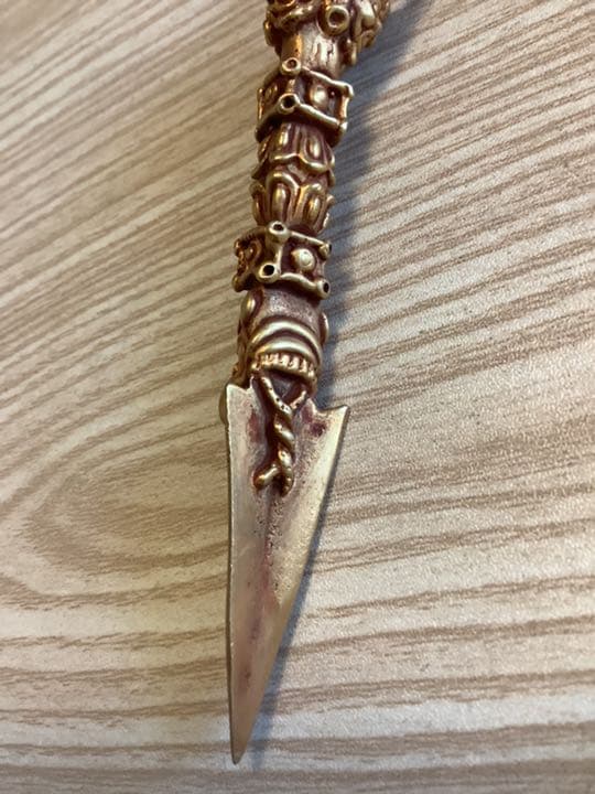 《 チベット密教　新品 》 プルパ　金メッキ　憤怒神　守護神　龍　s64: