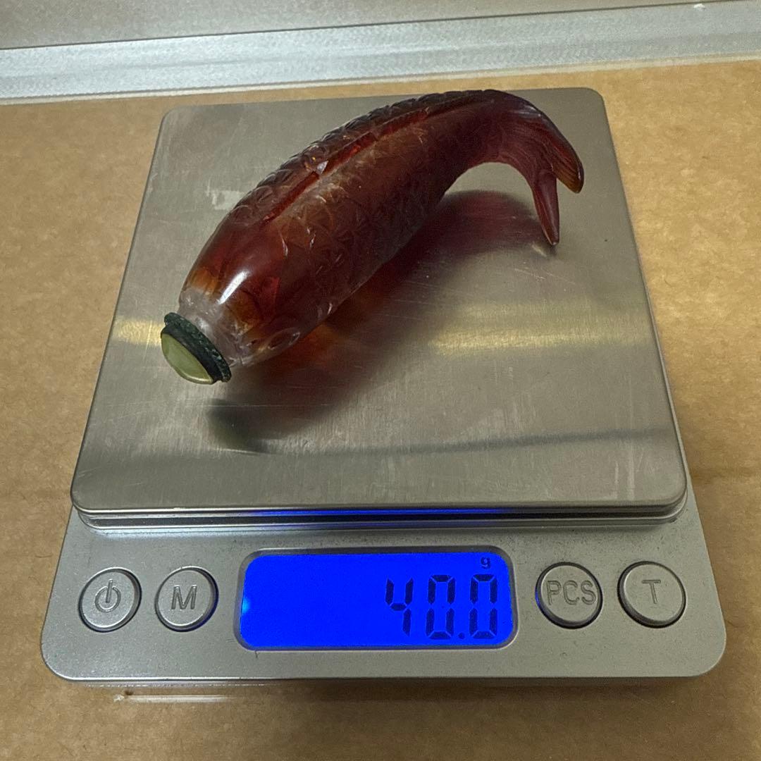 鼻煙壺 鯉型 硝子 時代物 鼻炎壺 瑠璃硝子 鯉 鼻煙壺 鯉型 硝子