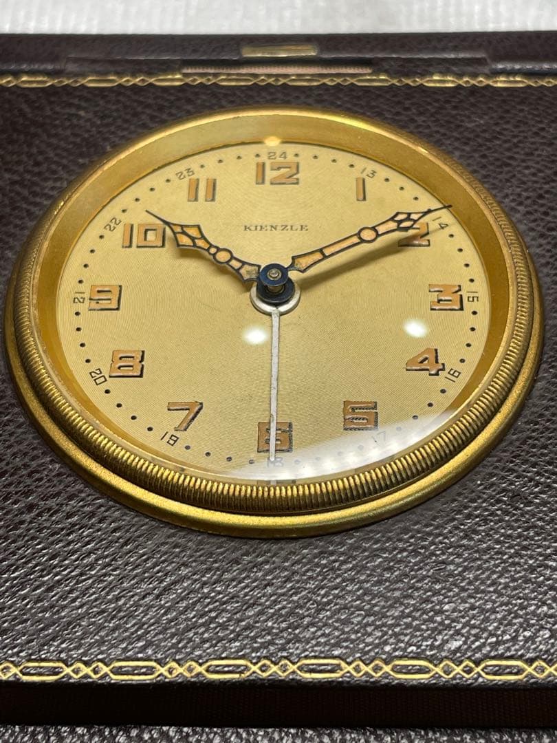 ドイツ KIENZLE 本革仕様の真鍮ガラス目覚し時計 時計/目覚し 正確稼働