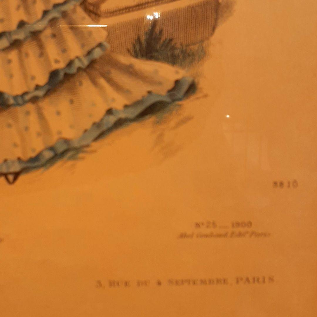 貴重1900年作品絵画『100年前のフランス貴婦人』手彩色アンティーク