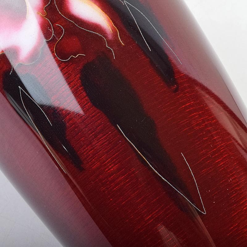 七宝焼 安藤七宝店 赤透釉 カトレア文 花瓶 C R9409 - メルカリ