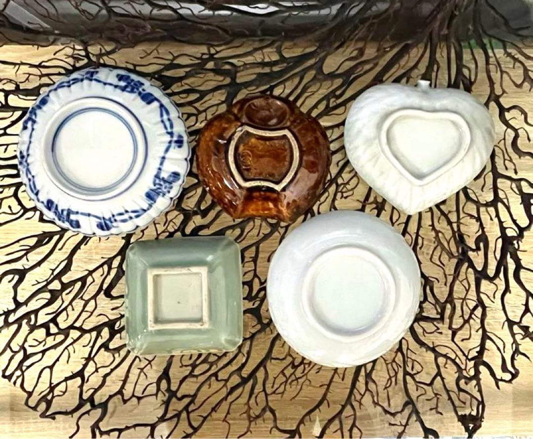 骨董 古伊万里 古瀬戸 大聖寺伊万里 印判手 青磁 豆皿5種 バラ売り