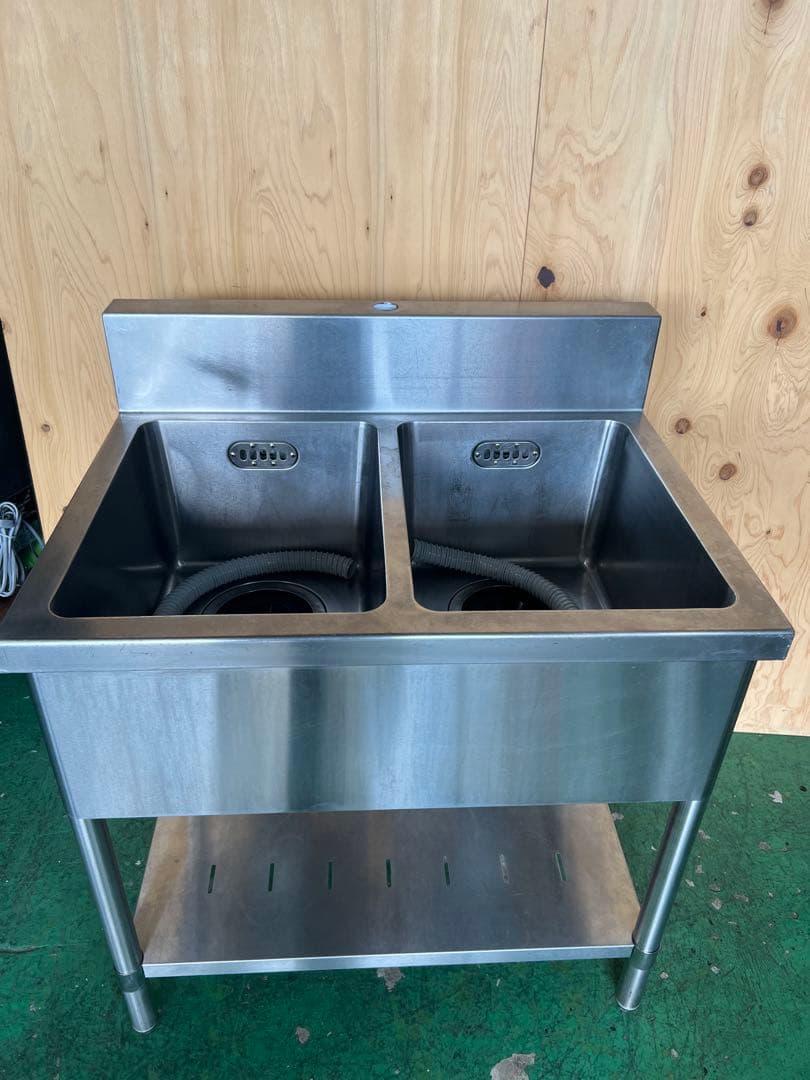 2槽シンク 800x600x785(+150) 二槽シンクW800×D450×H800+100mm【東京圏限定】A2C-800業務用 : 遠信