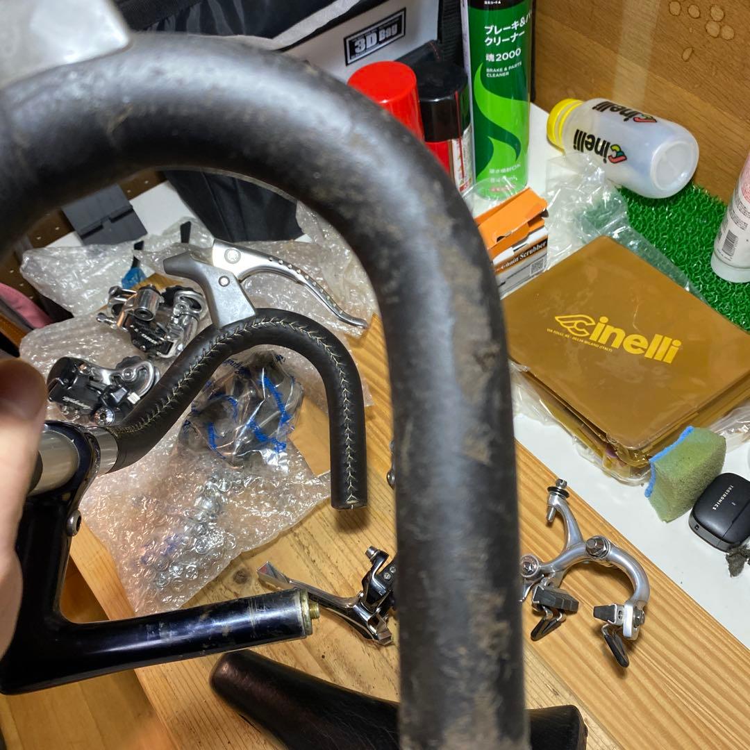 Cinelli アルミハンドル&ステム 革巻きカンパレバー付き アルミ