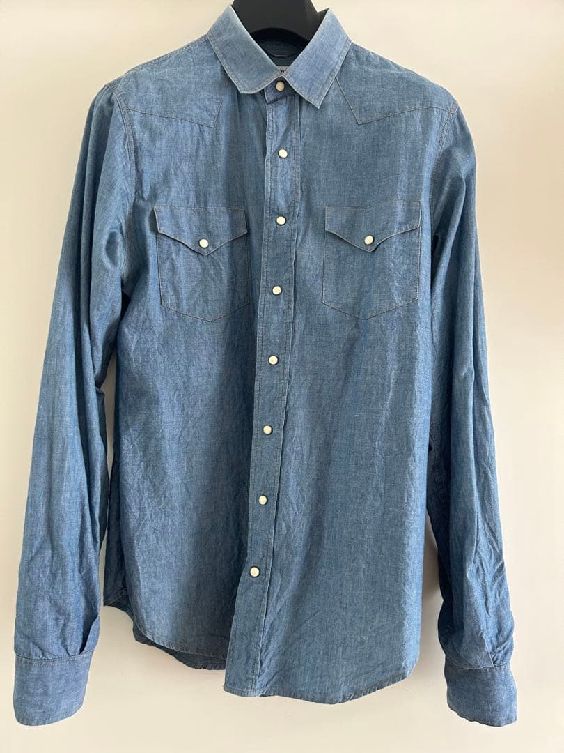 サンローラン シャンブレーウエスタンシャツ