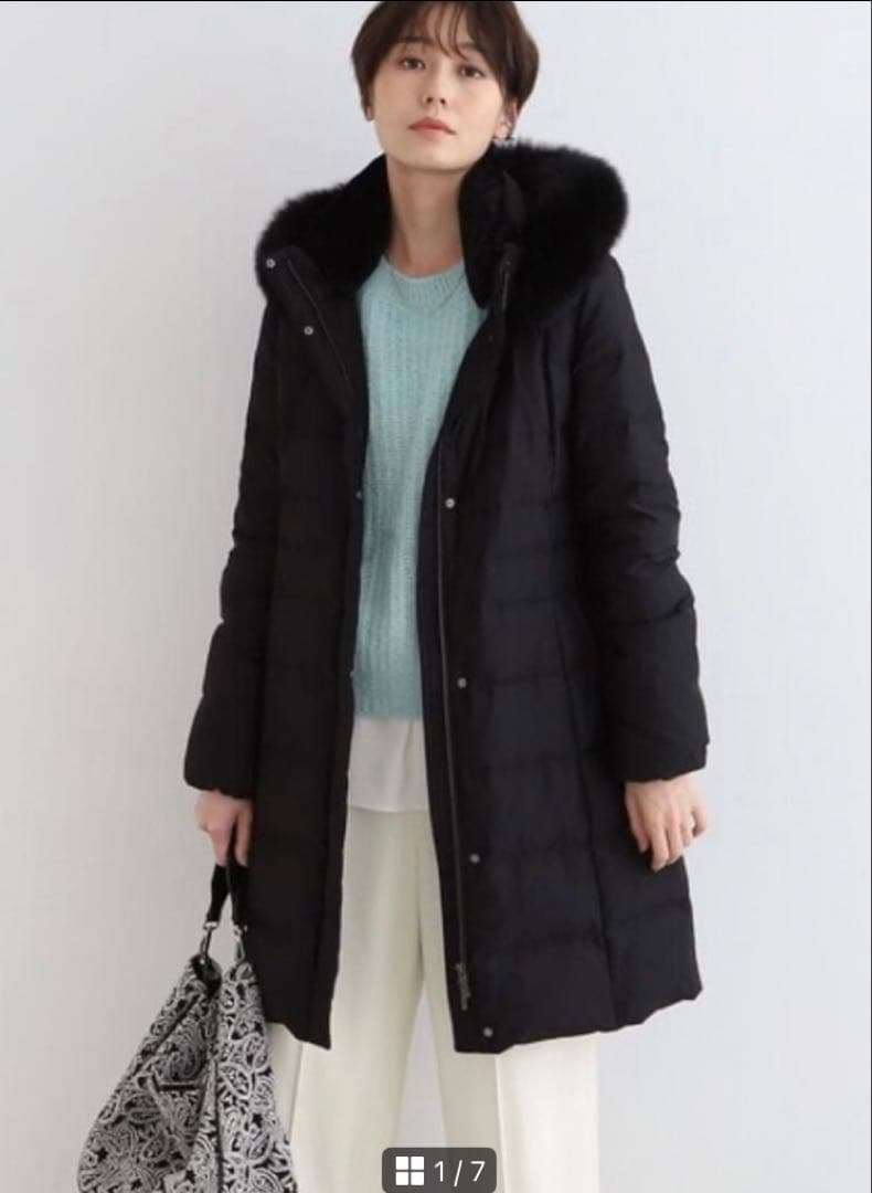 INDIVI インディヴィ　ロングダウンジャケット 黒 セール】【名品／撥水／抗菌防臭】ロング リサイクルダウンコート