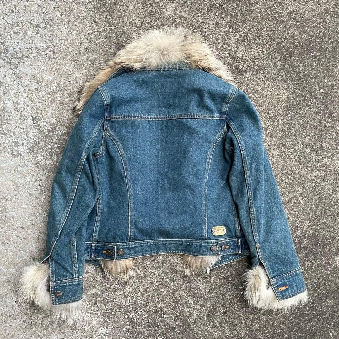 平成ギャル ファー付きデニムジャケット y2k Gジャン フェアリー