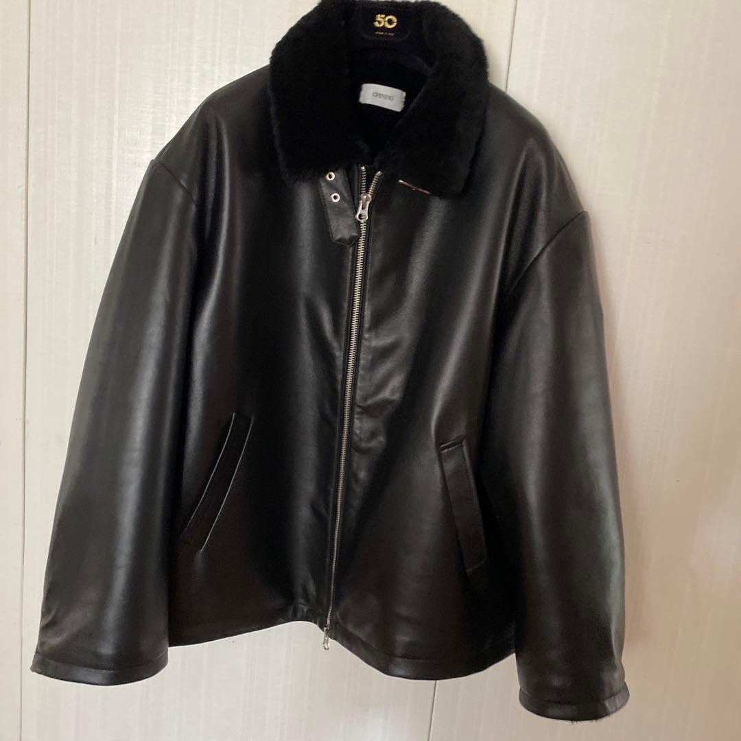 OPENING ACT リアルレザームートンハイネックジャケット - メルカリ