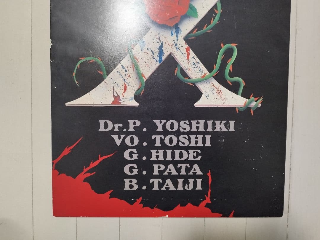 当時物 X JAPAN バンド ポスター 約60cm x 90cm 木枠付 薔薇