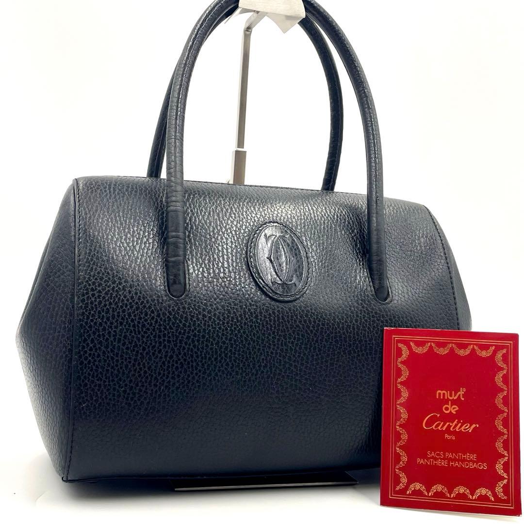 ✨希少 極美品✨カルティエ ミニボストン マストライン 本革 ゴールド金具 黒 CARTIER/カルティエ】 マストライン ミニボストンバッグ 2WAY