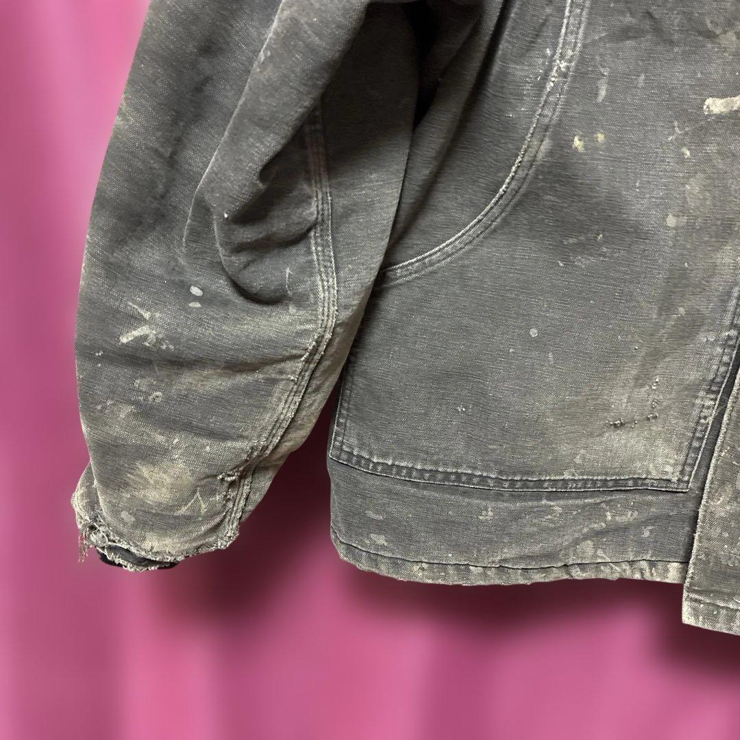 鬼フェードCarhartt ボロダークグレー デトロイトジャケットBORO古着