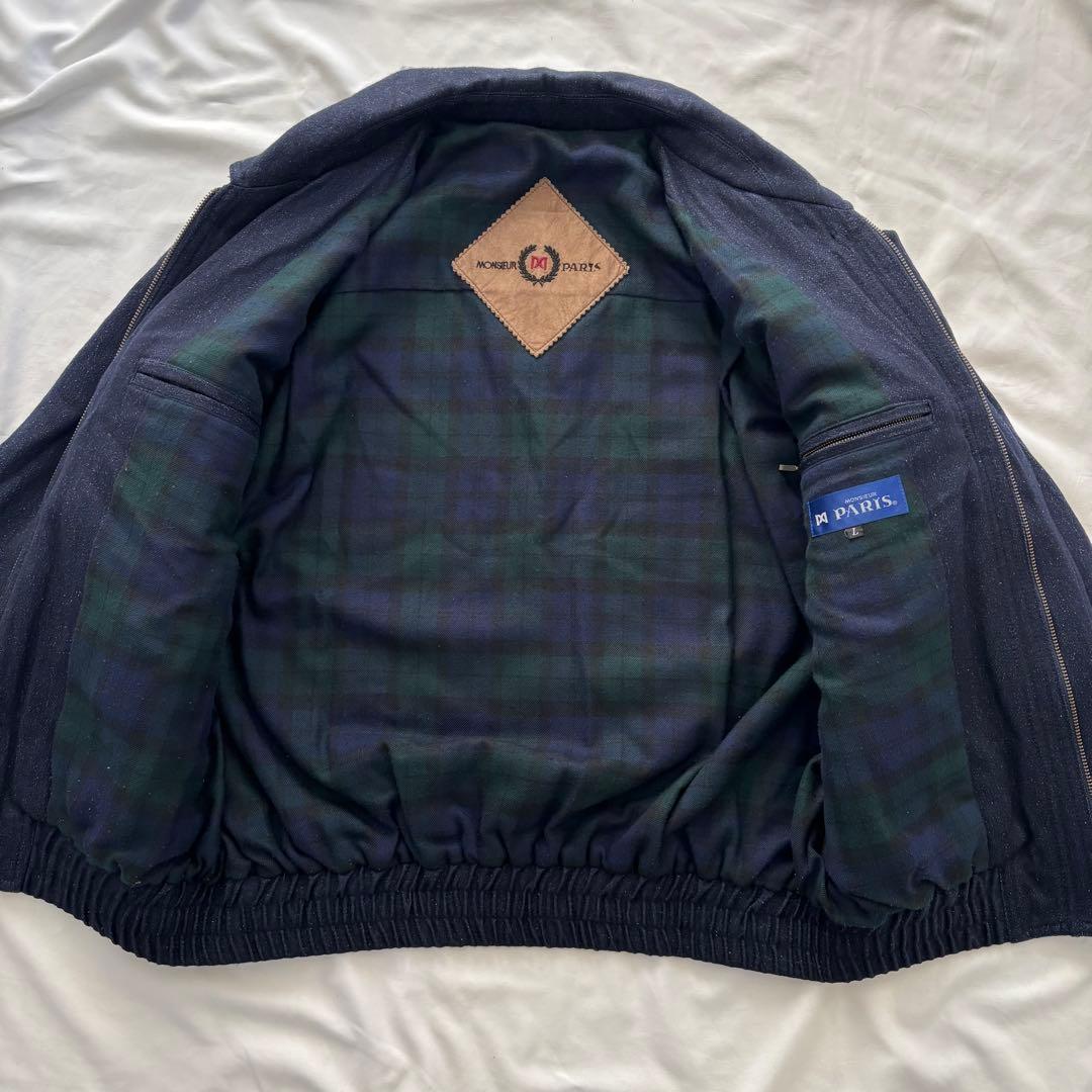 80's vintage デニム調短丈ブルゾン ウールシルク アメカジ シティー