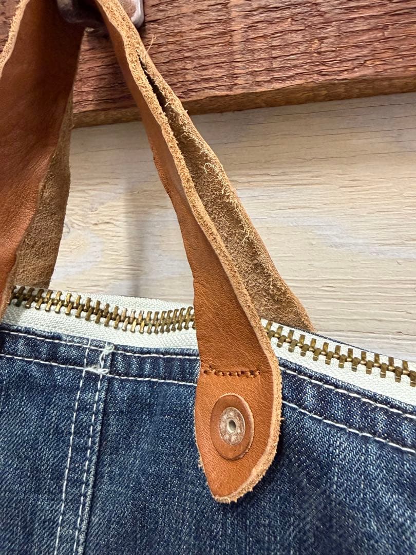 日本製 ヘルメットバッグ 岡山デニム ×本革栃木レザー2WAY ショルダー