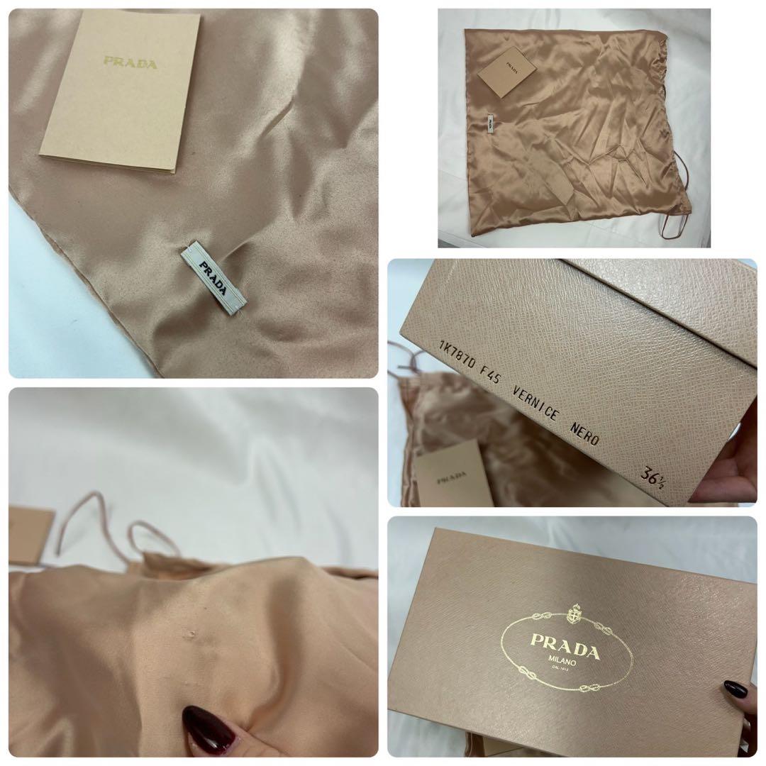 K784 美品 23.5cm プラダ ロゴ入り パンプス ブラック レディース