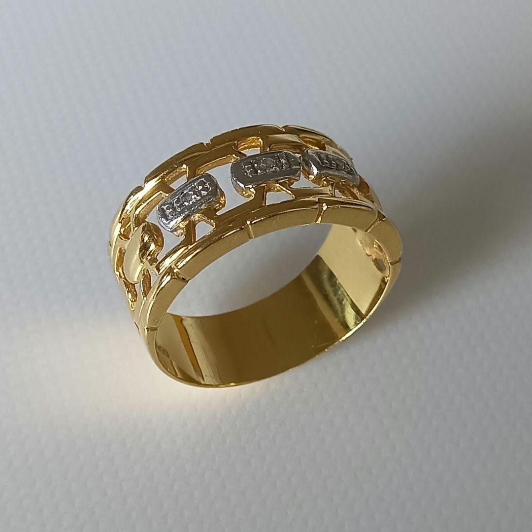 K18xPt900 コンビリング メレダイヤ3石 0.02ct