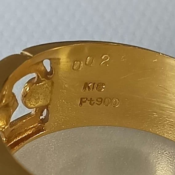 K18xPt900 コンビリング メレダイヤ3石 0.02ct