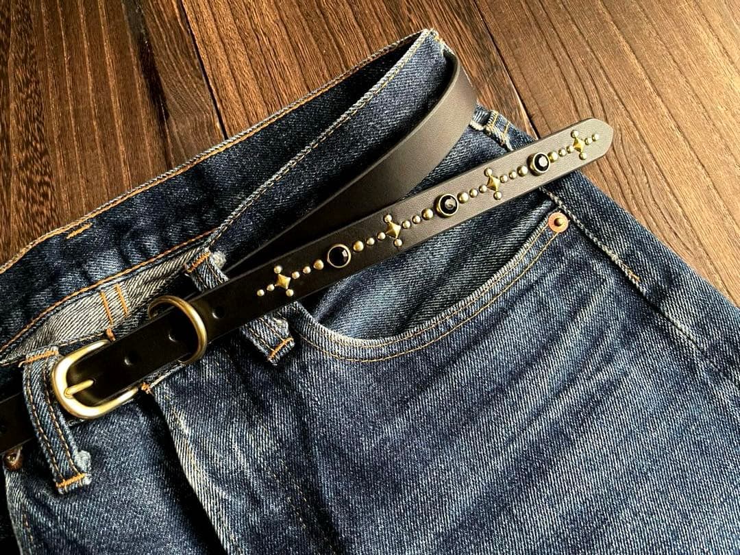 ナローロングベルト 真鍮 牛ヌメ exca HTC CALEE