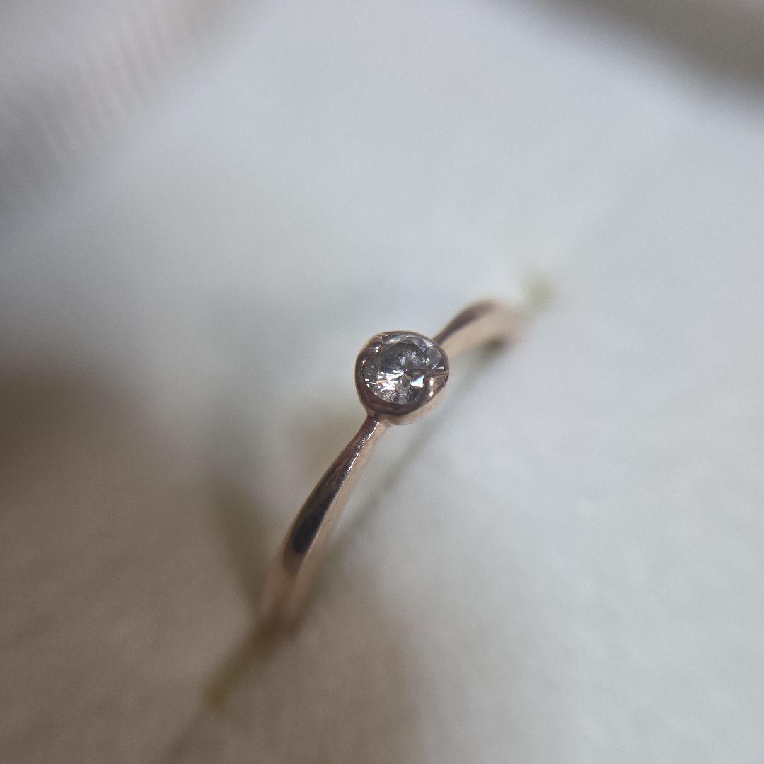 K10PG 1粒 ダイヤ 0.1ct リング