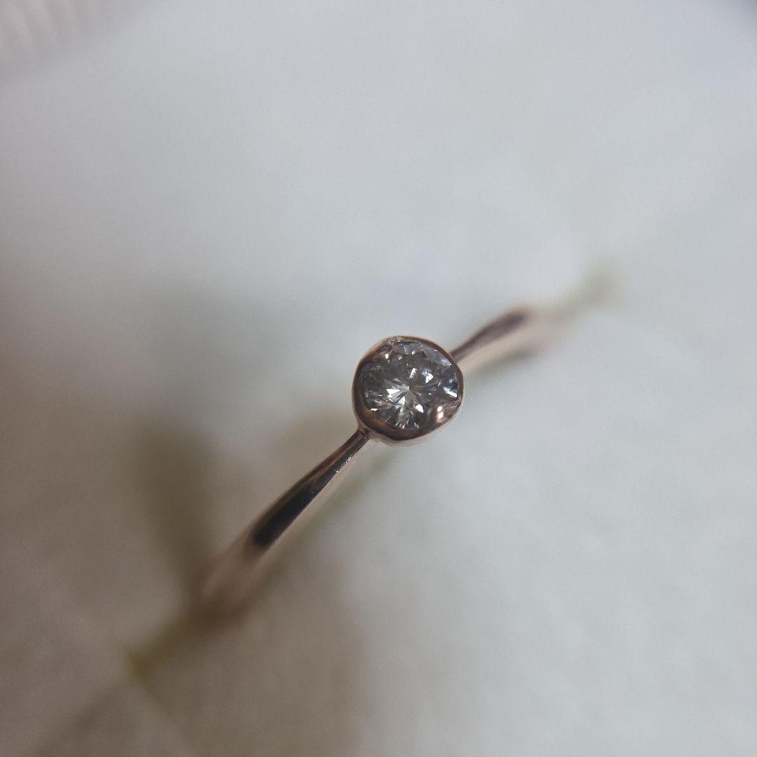K10PG 1粒 ダイヤ 0.1ct リング