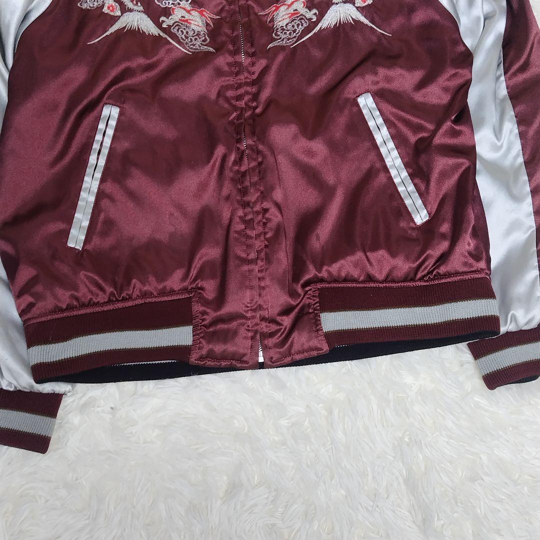 希少】 スカジャン 総刺繍 リバーシブル ドラゴン 日本地図 花 y2k