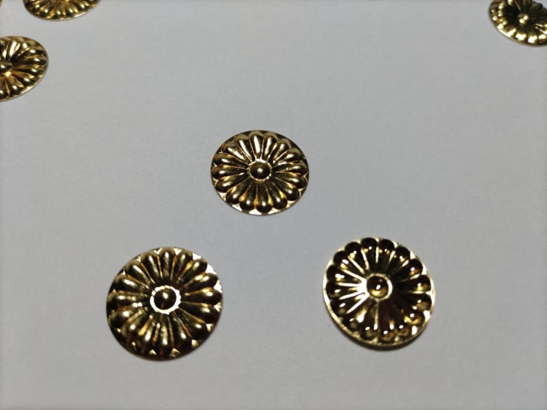 特別価格！直径15mm【菊紋金具】5分x10枚 神輿、山車、神殿、真鍮