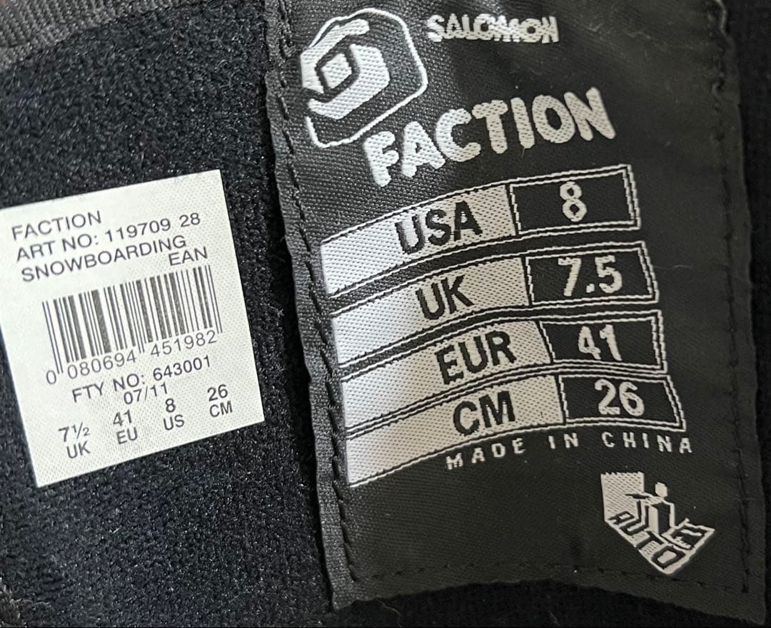 【即日発送】SALOMON サロモン スノボブーツ FACTION 26.0cm