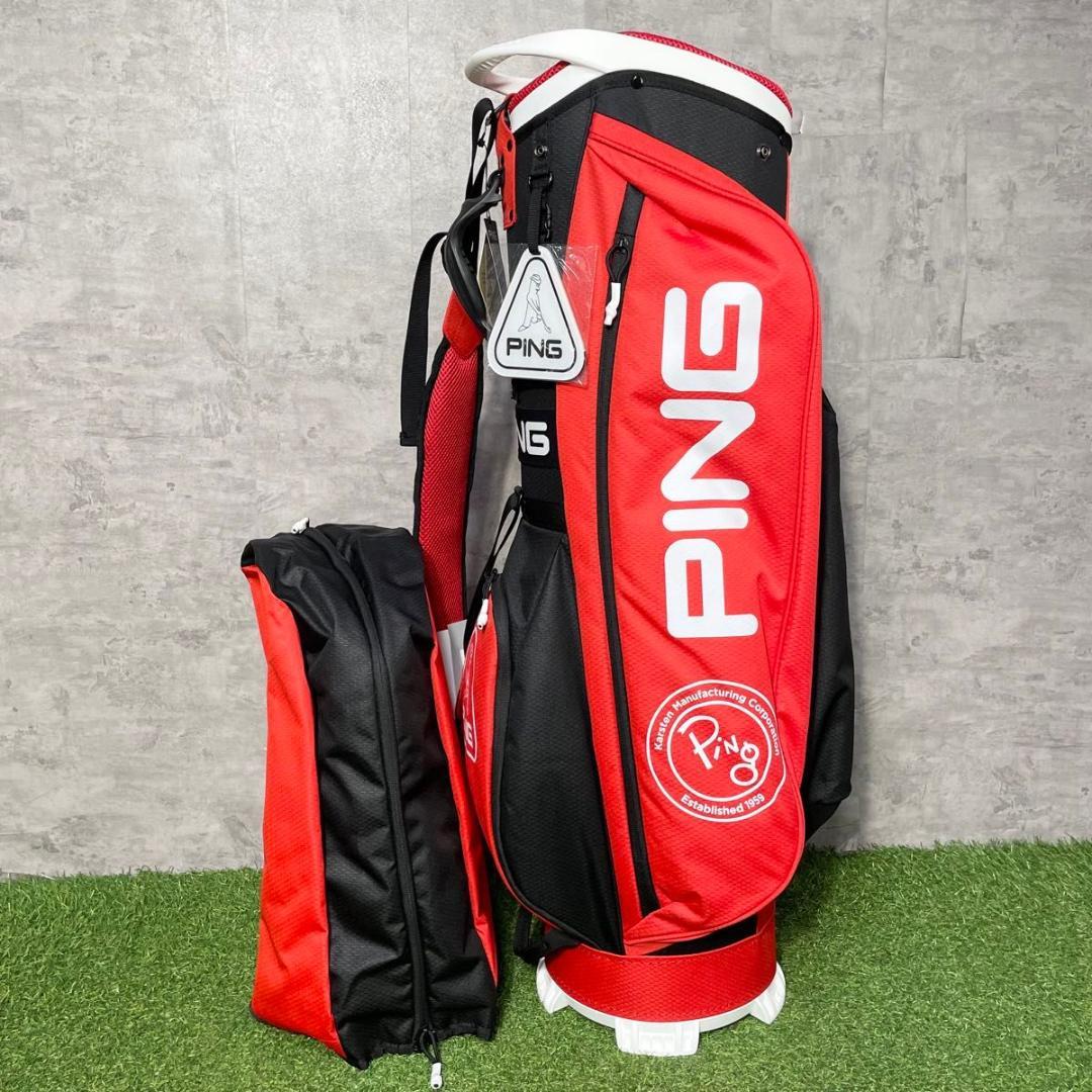 新品】PING ピン キャディバッグ ゴルフバッグ レッド 赤 軽量モデル