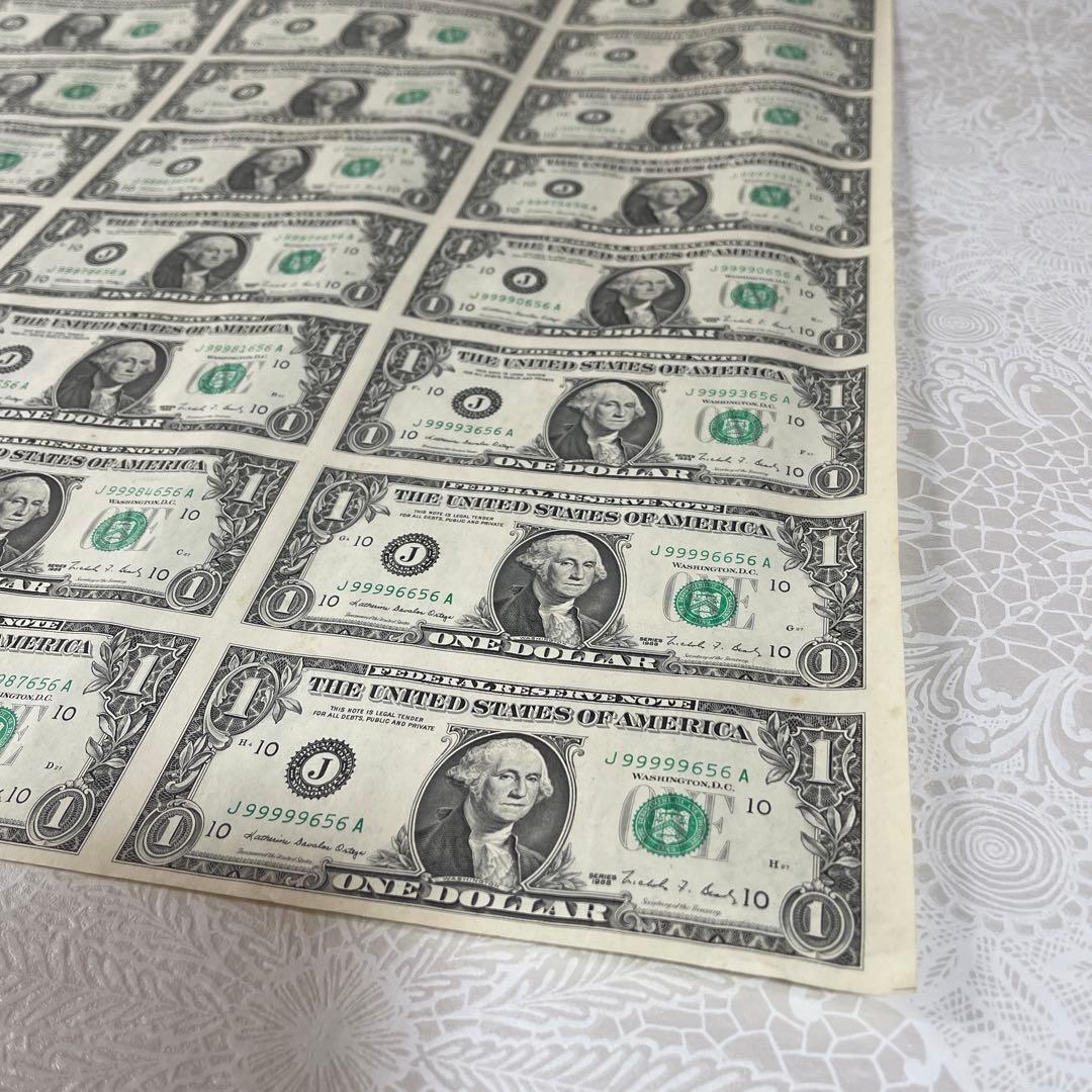 米ドル 1ドル紙幣シート 32枚 未裁断 アメリカ 1ドル札 コレクション