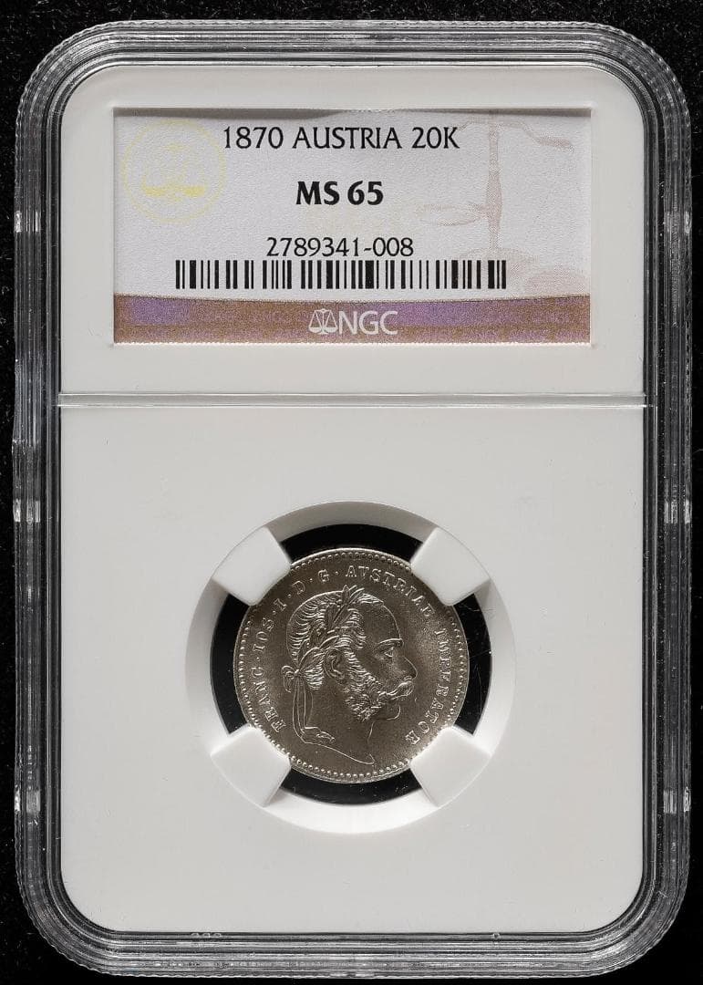 高鑑定 極美品 NGC-MS65 1870 オーストリア フランツ・ヨーゼフ1世