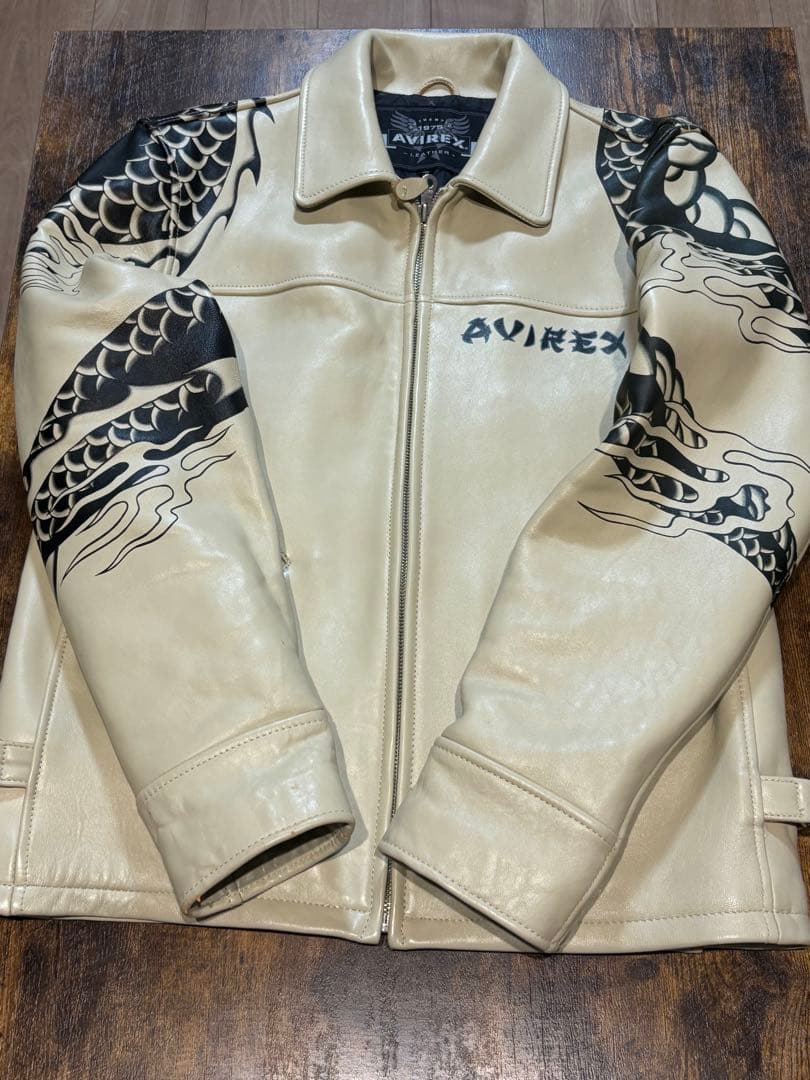 AVIREX ドラゴン柄 レザージャケット 2XL - メルカリ