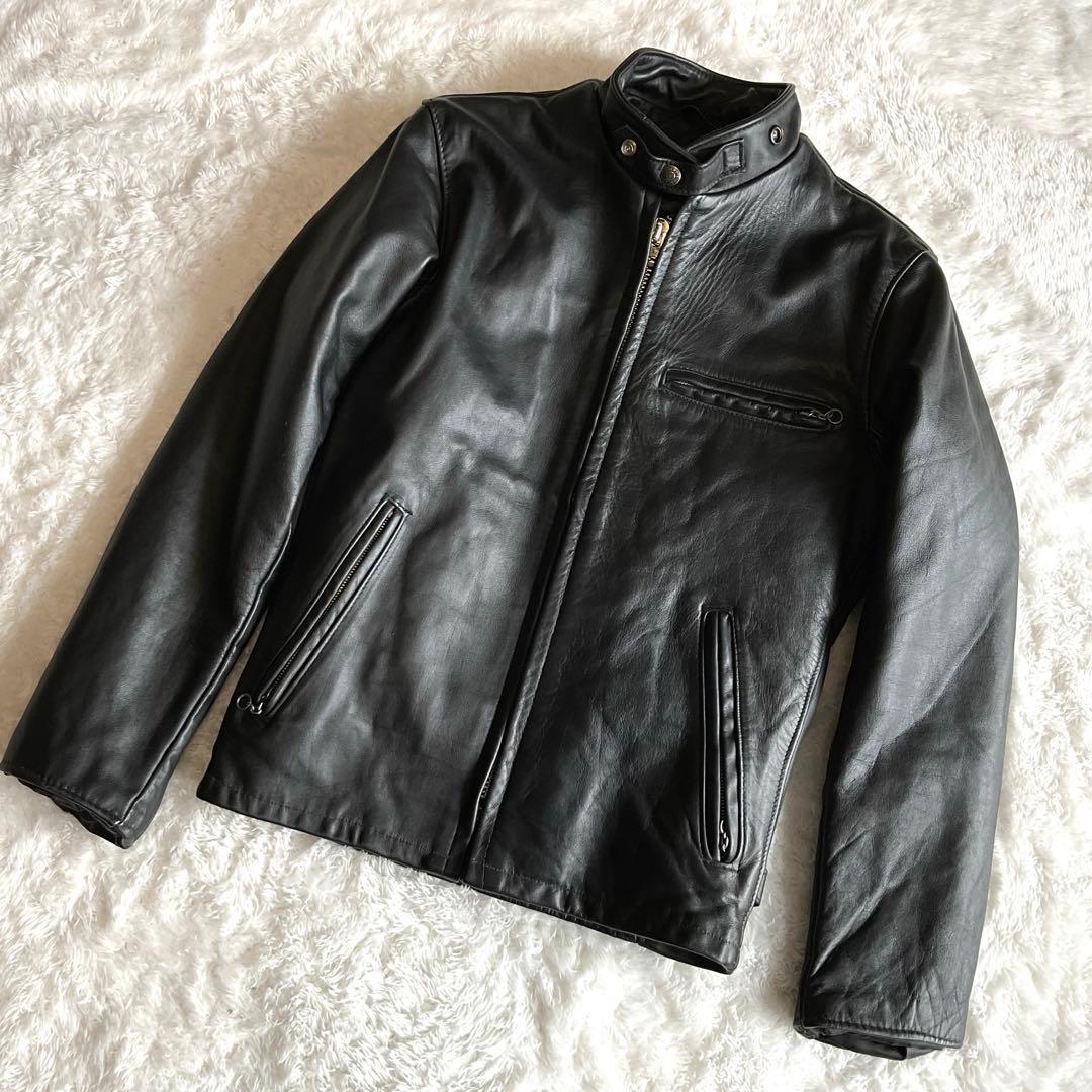 美品】Schott 641 立ち襟シングルライダースジャケット ボアライナー付