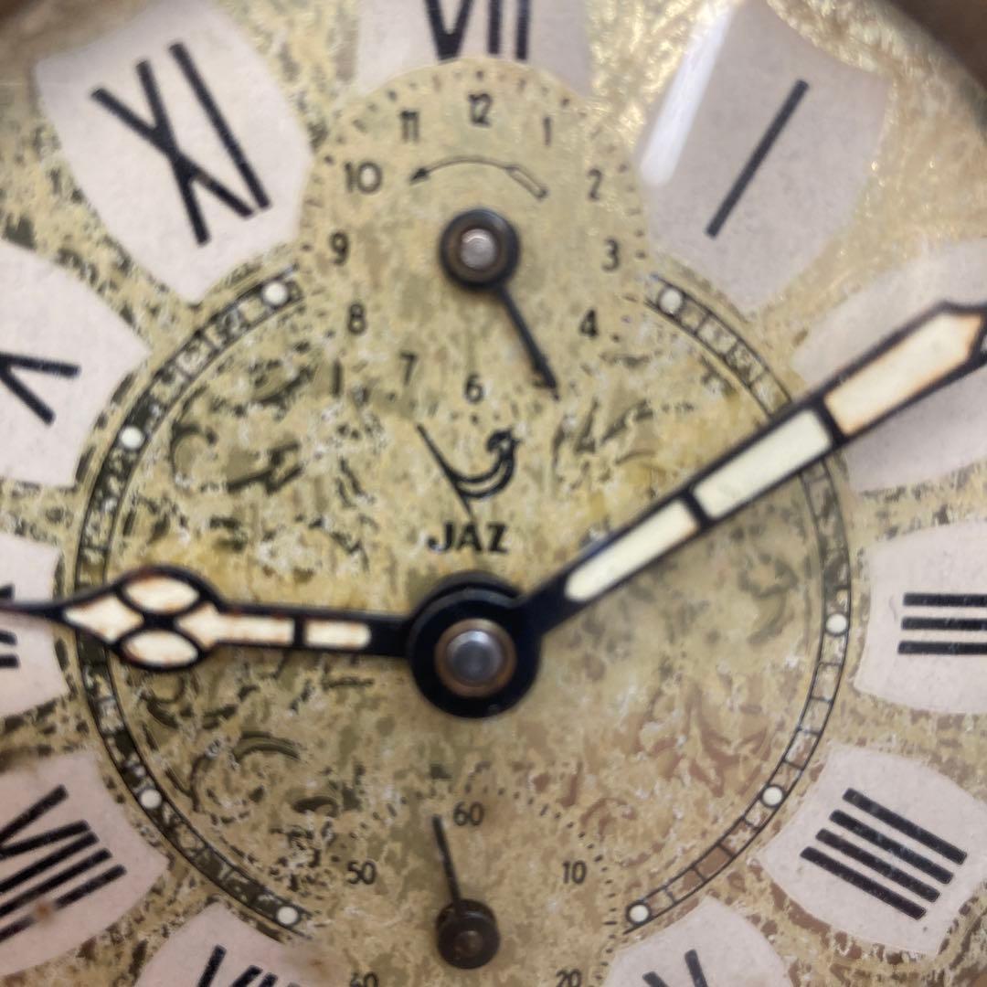 ジャンク品 目覚まし時計 JAZ社 アンティーク フランス ゼンマイ