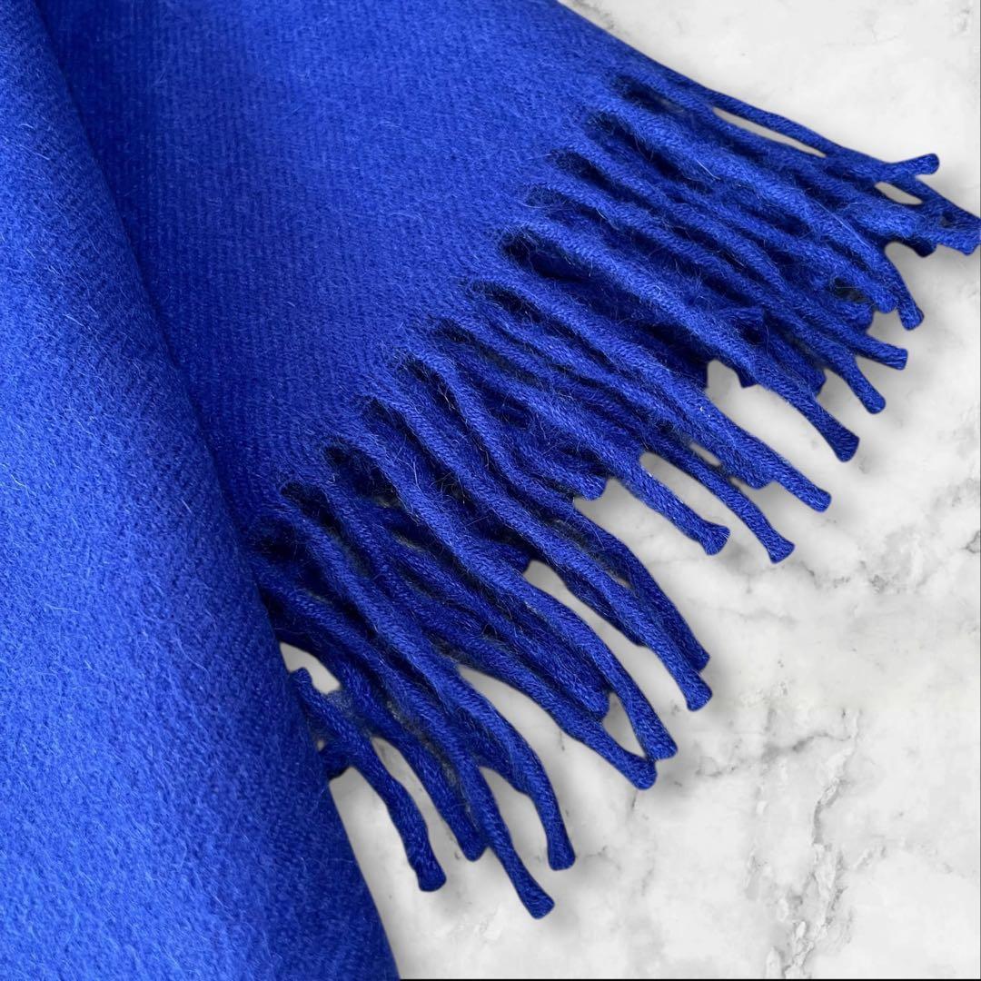 極美品】 ザイノウエブラザーズ マフラー ベビーアルパカ100% ブルー