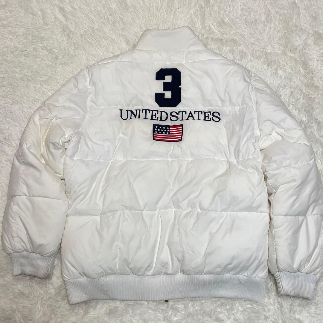 XL】ポロラルフローレン ダウンジャケット ビックポニー 刺繍 USA 白色