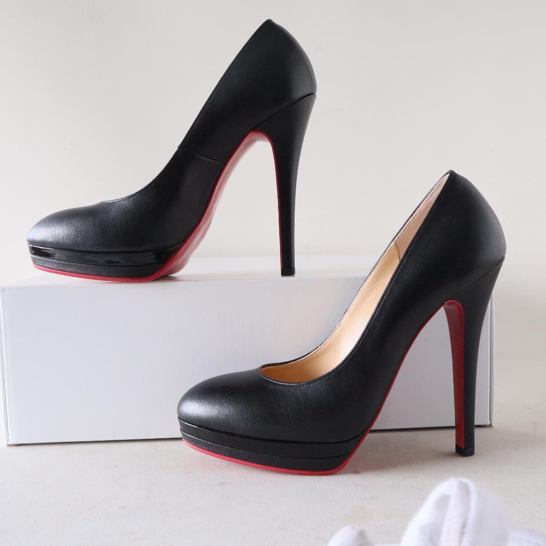 未使用現行モデルコメックス　ラウンドトウダブルストームパンプス　黒　23.5cm