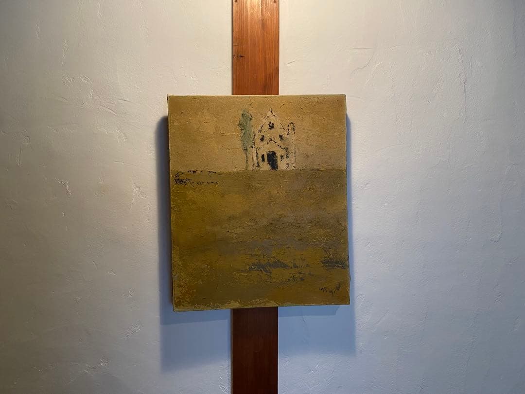《遠ざかる家》 抽象画 油絵 F8号 45×38cm テクスチャー作品 額なし