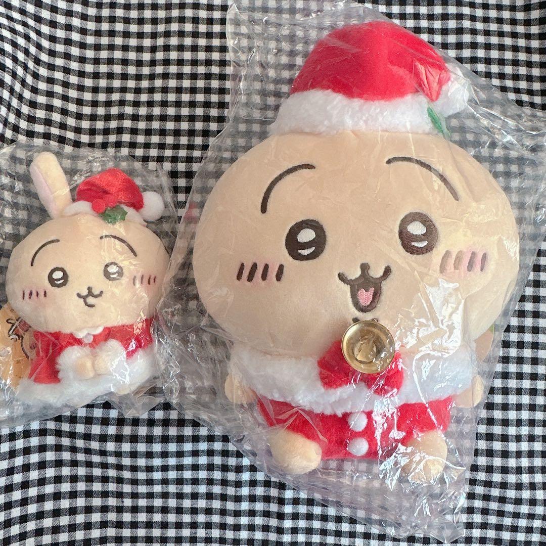 【お顔厳選】ちいかわ サンタさんだ！持ちますマスコット うさぎ　ぬいぐるみセット