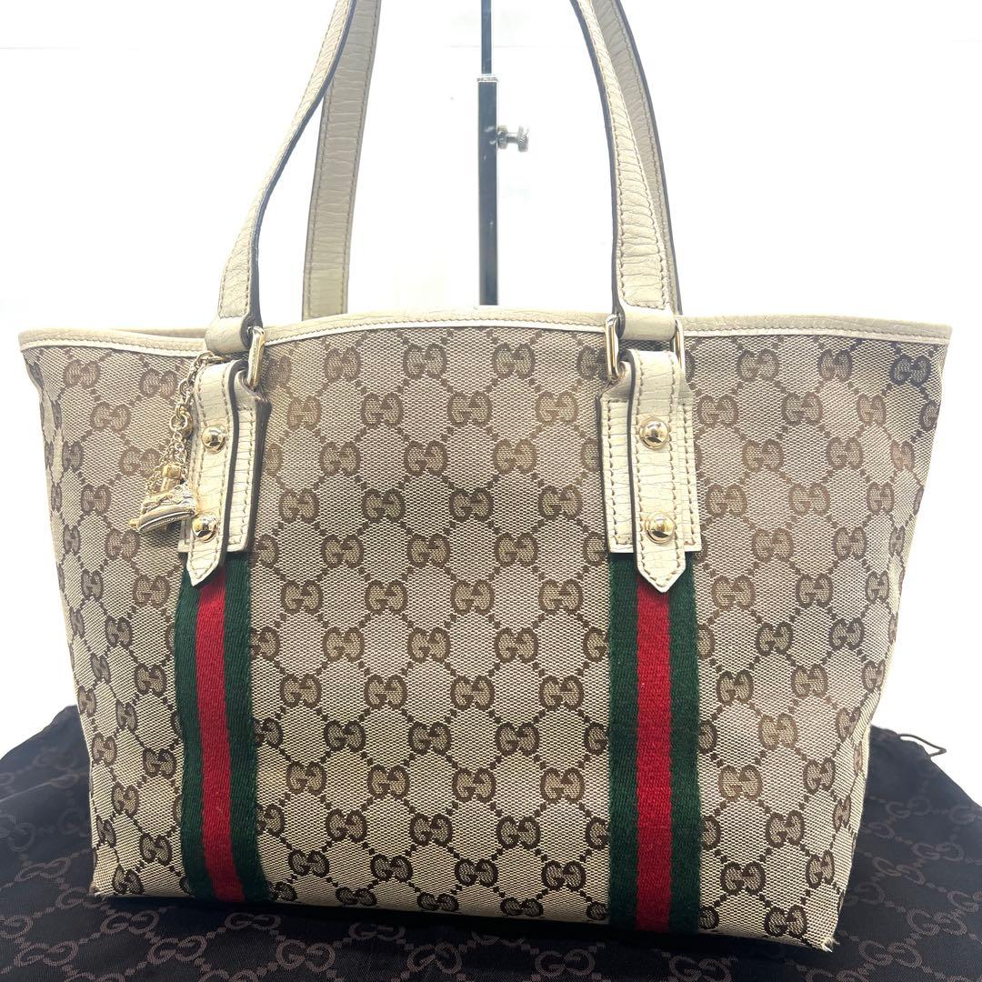 美品】グッチ トートバッグ GG シェリーライン キャンバス チャーム