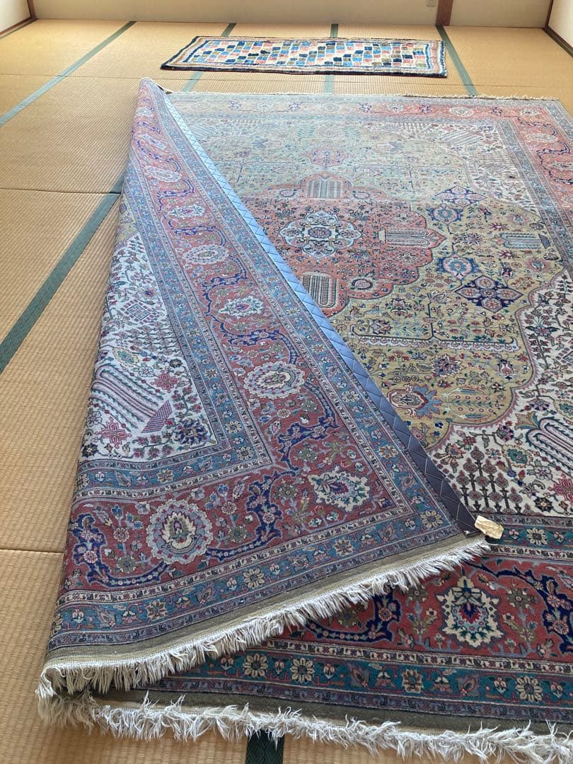 ホットケーキパーラー希少ペルシャ絨毯タブーリズ産3.56m x 2.7m