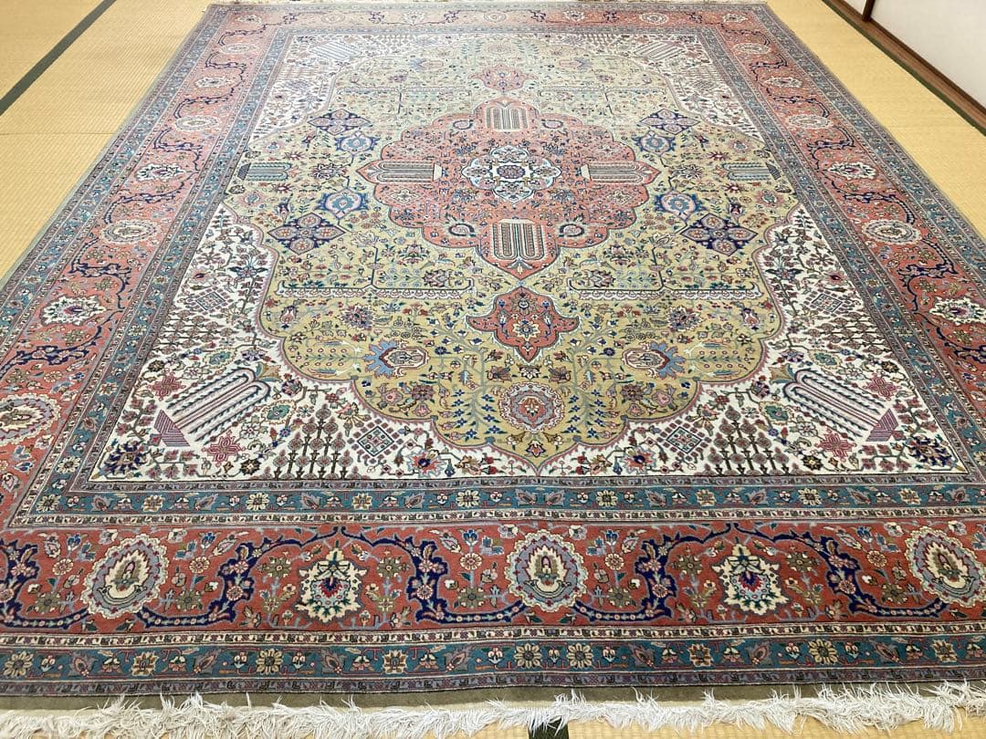 ホットケーキパーラー希少ペルシャ絨毯タブーリズ産3.56m x 2.7m