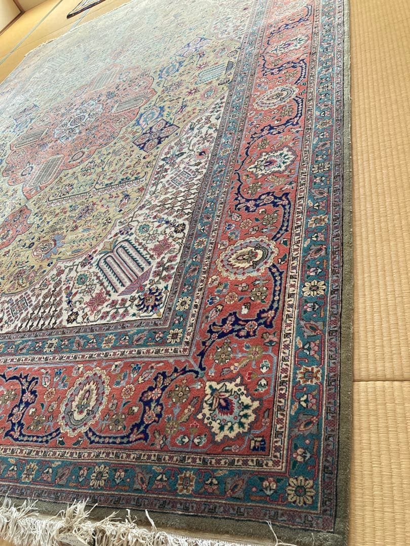 ホットケーキパーラー希少ペルシャ絨毯タブーリズ産3.56m x 2.7m