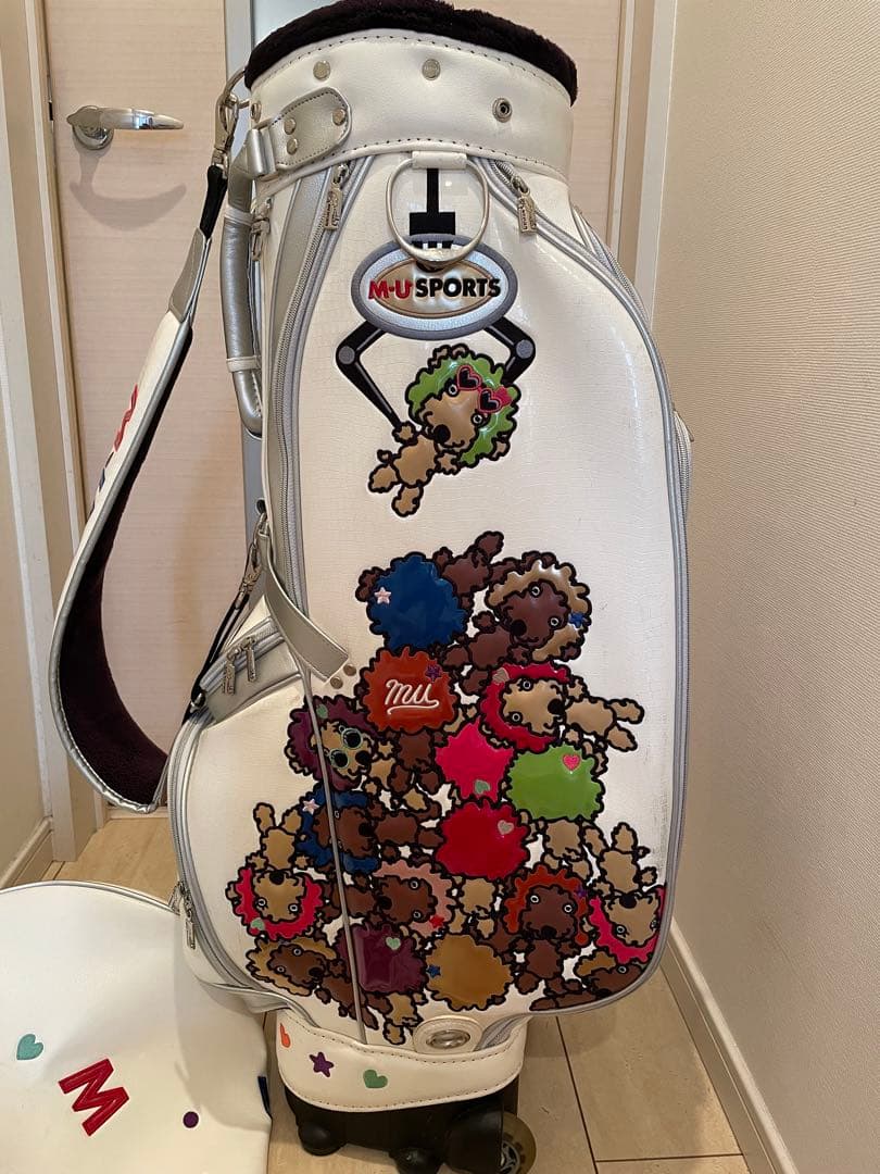 M.U.SPORTS キャディバッグ ホワイト　ヘッドカバー8点セット