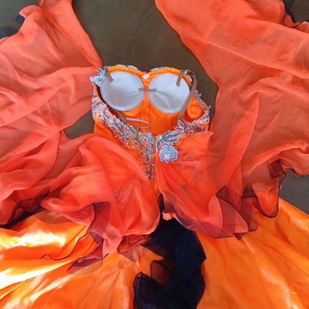 社交ダンス スタンダードドレスオレンジ - メルカリ